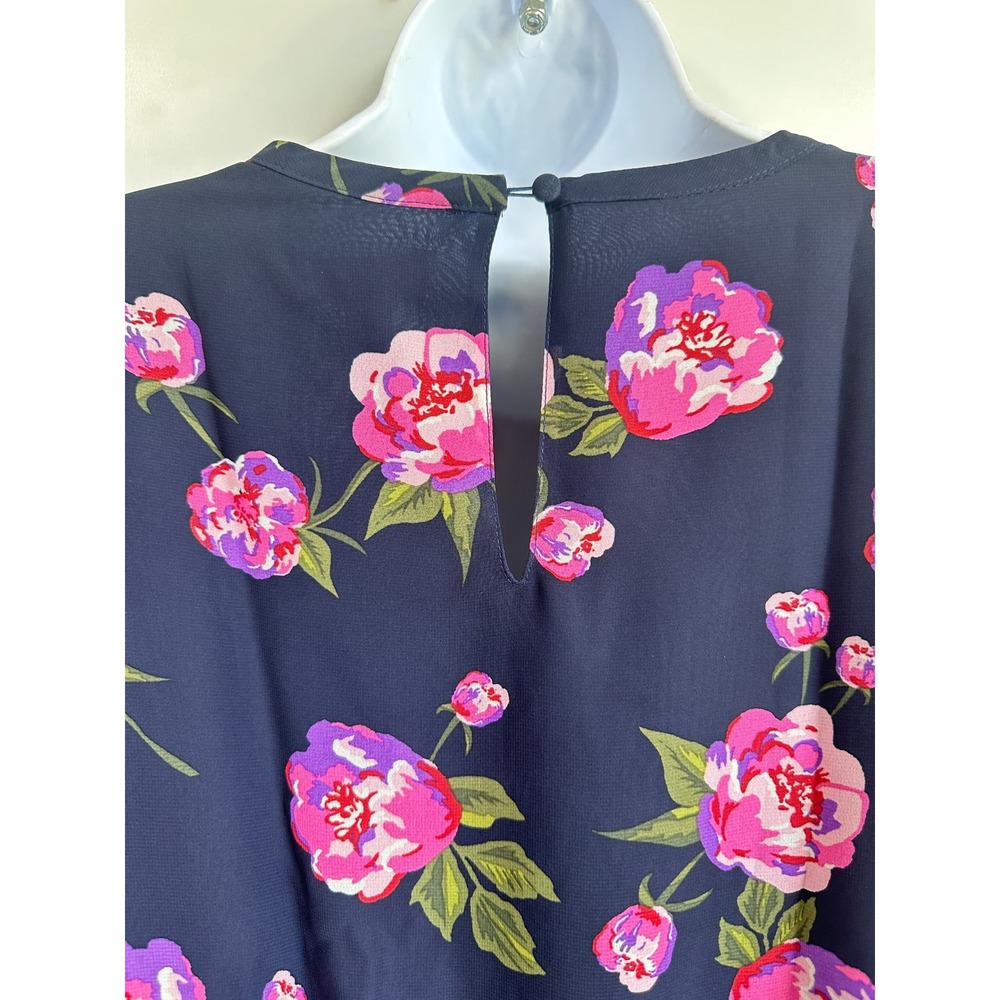 Maison Jules Navy Floral Dress Flowy Smocked Romantic Boho Chic Travel Large NWT - Picture 15 of 16